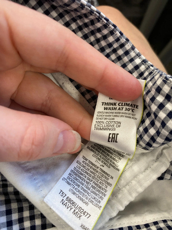 M&S Fab Straight Cut Gingham Trousers UK 12 LN001