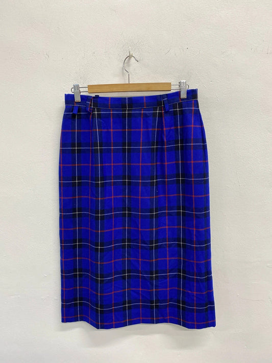Fabulous Vintage wool tartan pencil skirt Uk10-12 W30 KD001