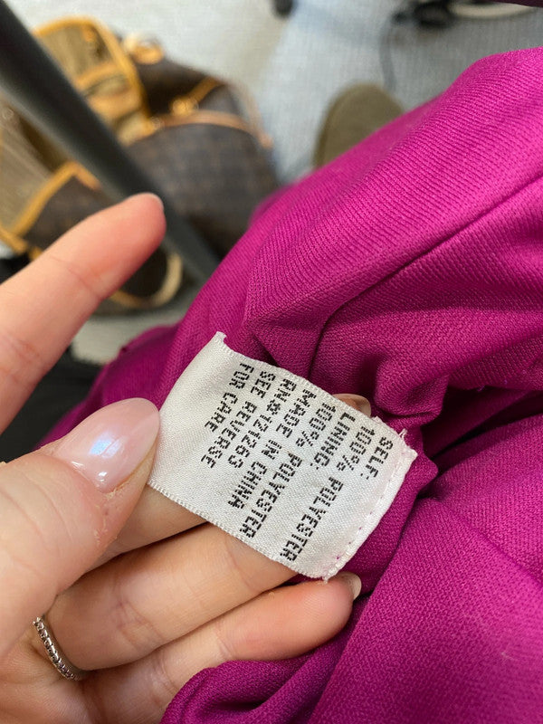 Mikael Aghal Womens Beaded Pleated Halter Neck Mini Gown Fuschia UK 10 KN003