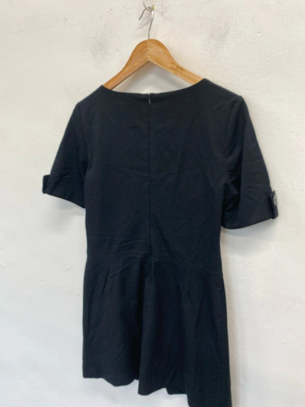 Fab M&S classic formal mini dress black Uk12 lined with stretch LD003