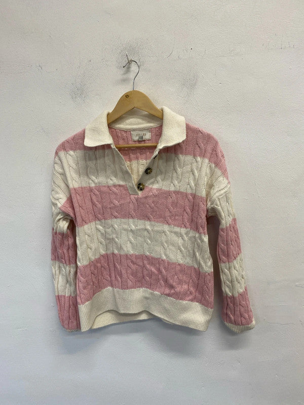 Lovely joules striped knit pink white jersey UK 10 EC001