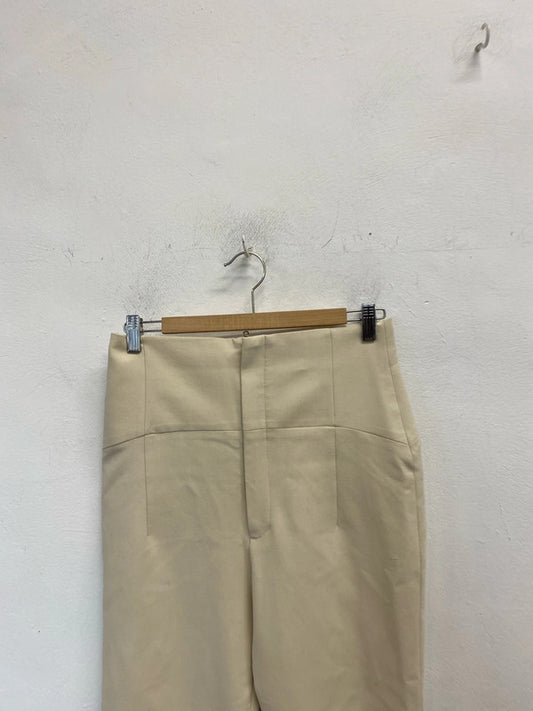 Stunning zara beige cropped trousers UK M JB001