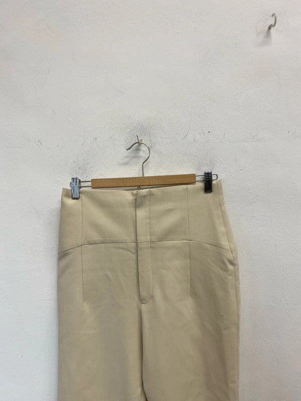 Stunning zara beige cropped trousers UK M JB001
