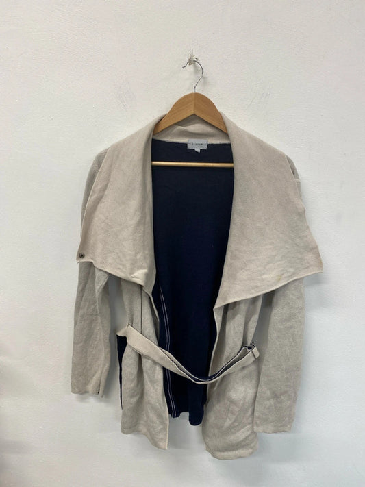 Jigsaw Fabulous Navy & Beige Belted Cardigan Size L PM003