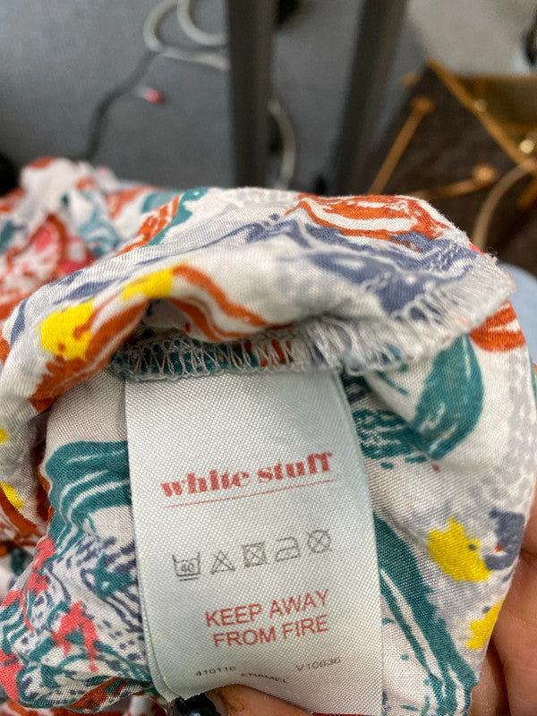 Fabulous White Stuff clock face cotton top Uk12 burnt Orange LD001