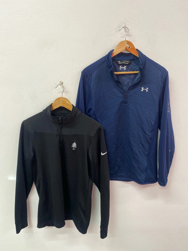 Duo of Golf 1/4 zips Nike Under Armour S Black Navy #1 CN001
