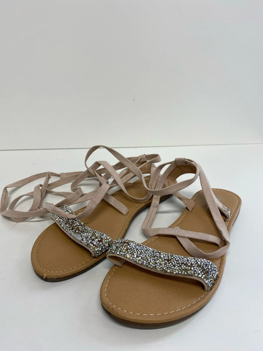Fabulous ASOS nude gladiator flat sandals boho sparkles UK6 JB001