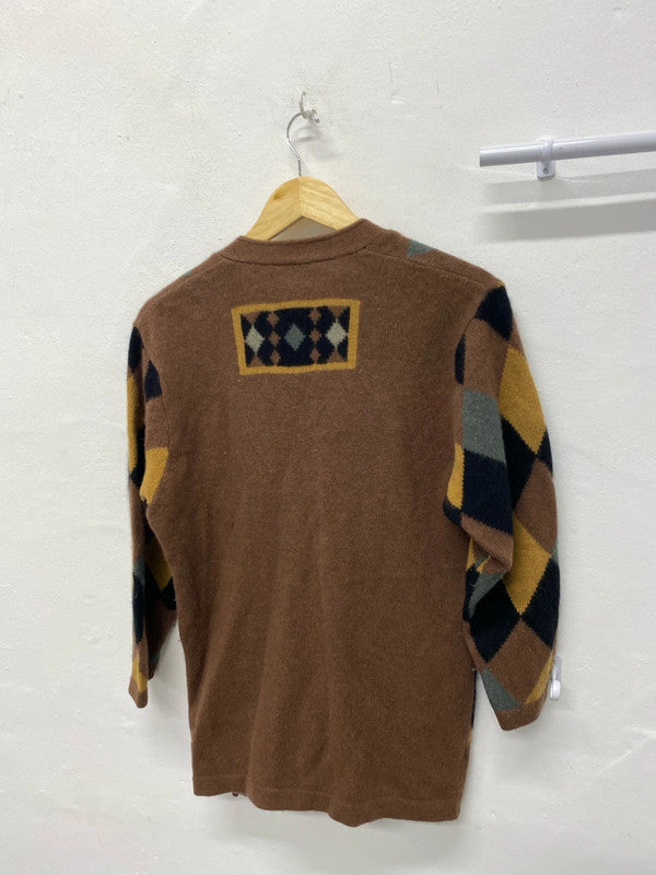 Fabulous vintage cardigan argyle pattern 70% Lambswool MM005