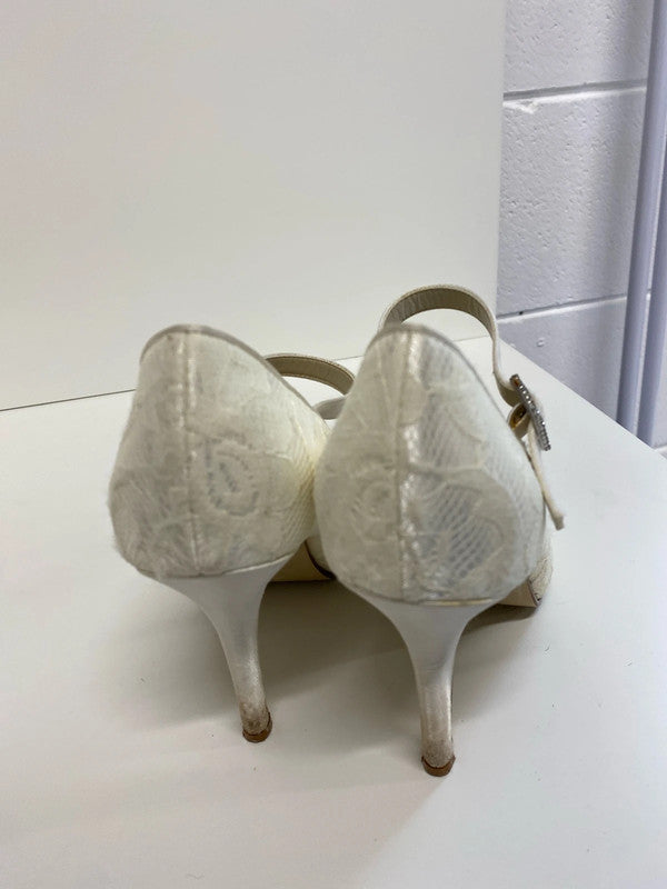 Fabulous Rainbow Cream Lace Heels event occasion UK6 KM004