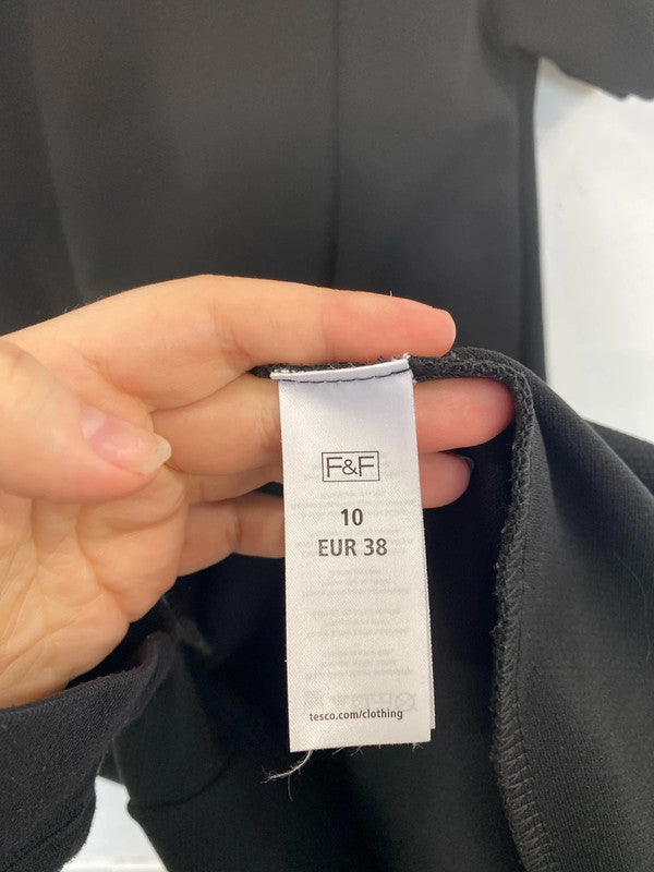 F&F Stylish Black Tunic Mini Dress UK 10 SW001