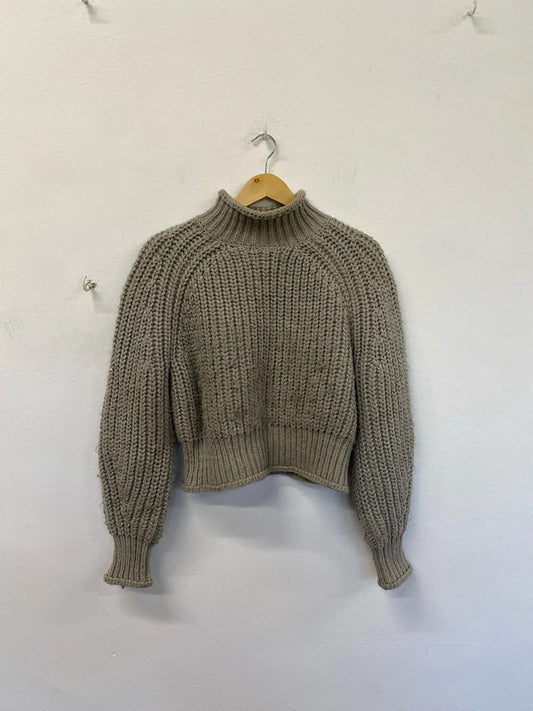 Stunning H&M grey knit cropped sweater uk8 KD001