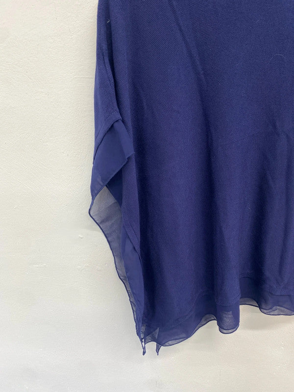 Lovely marble navy poncho shawl uk XS-S AE001