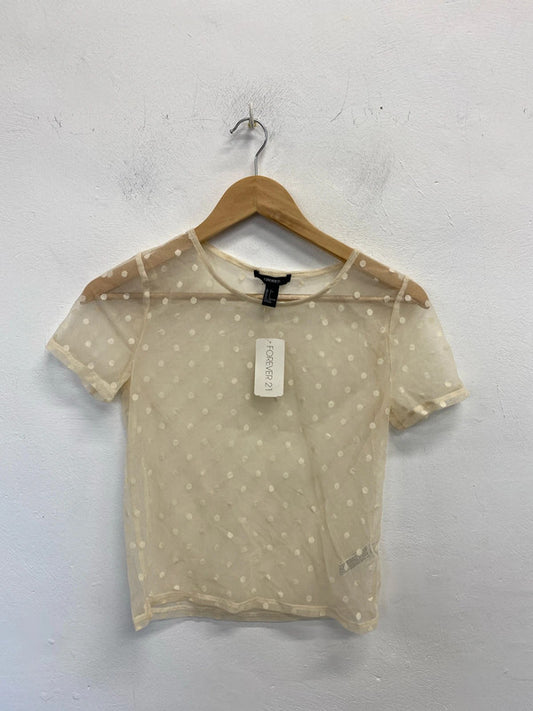 Super cute Forever 21 mesh spot summer top UkL new JR001