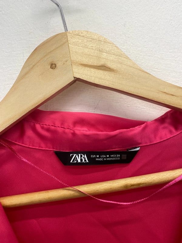 Gorgeous Zara pink satin shirt UK M LP003