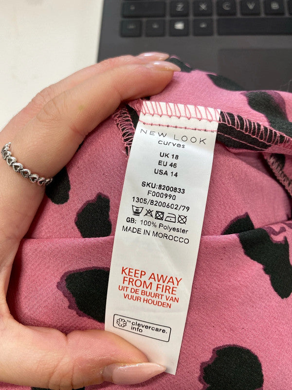 Lovely new look curve pink midi wrap dress UK 18 LG006