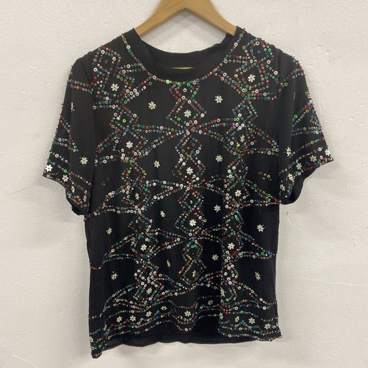 Anthropologie Essential Antwerp Beaded Sequin Top UK 14 NE001