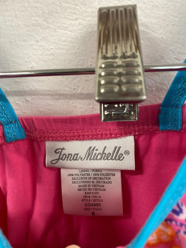 Jona Michelle Adorable Girls Pink & Blue Floral Summer Dress 6 Years EL001