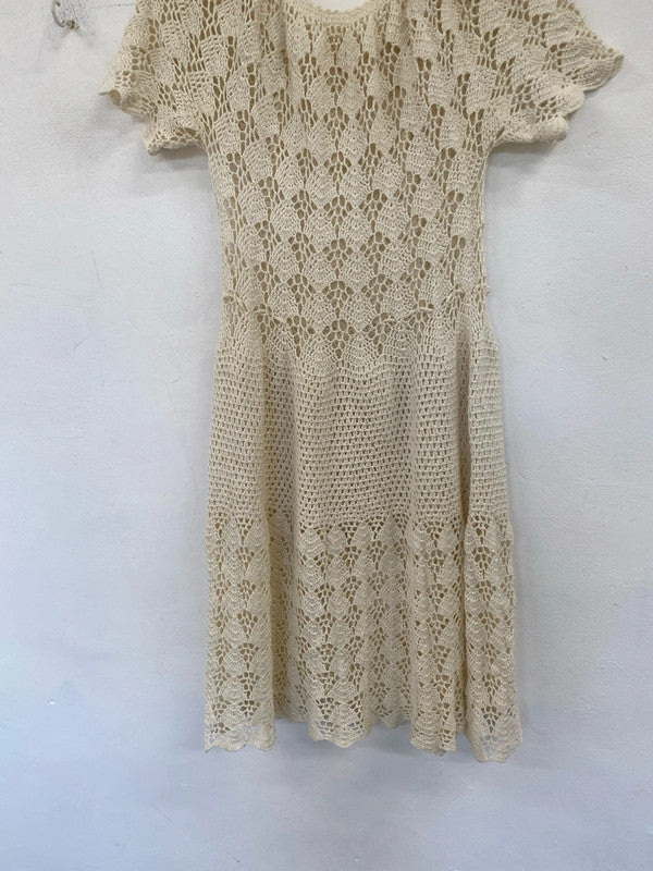 Stunning cream crochet midi dress holiday vibes KS002