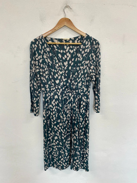 White Stuff Elegant Sea Green Botanical Pattern Midi Dress UK 12 MM005