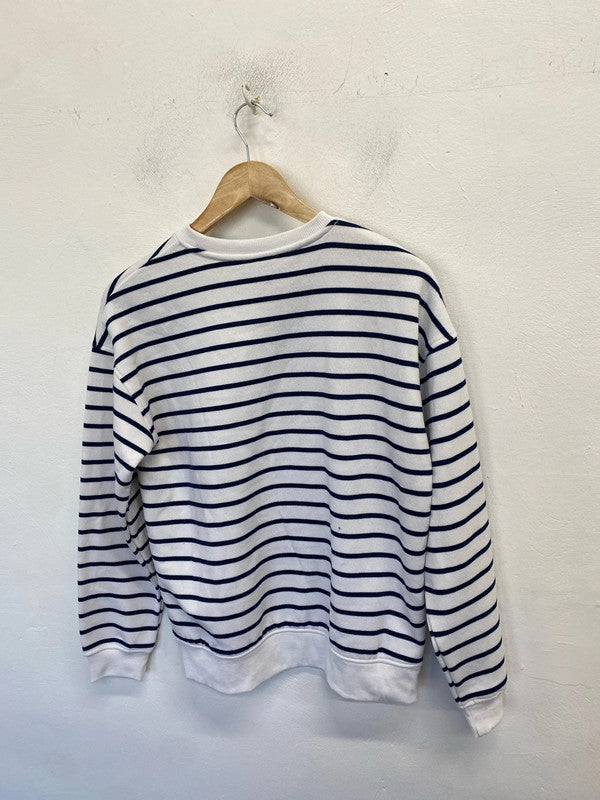 Lovely papaya black white stripe jumper UK S AO001