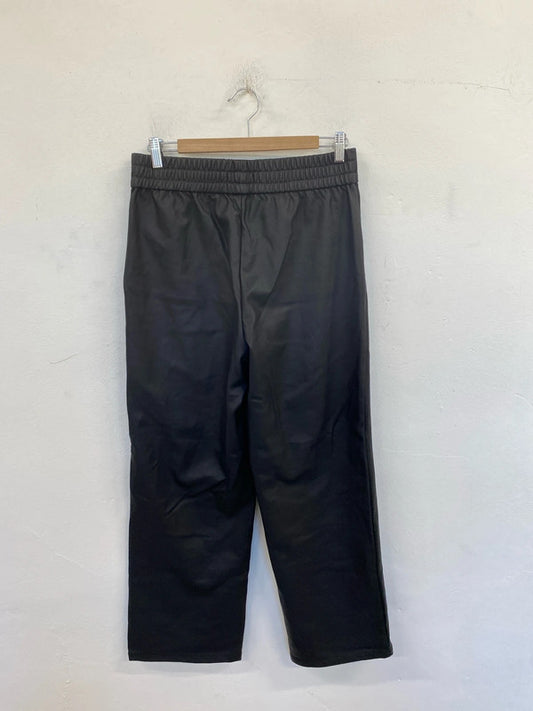 Only Stylish Black Wetlook Wide Leg Trousers UK 10 LN001