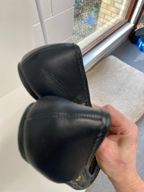 Fab Oasis Navy ballerina flats gold chain detailing Uk8 JM007