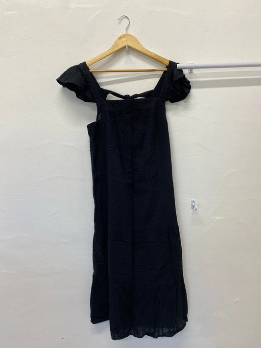 Fab F&F summer seersucker black dress Uk10 MB001