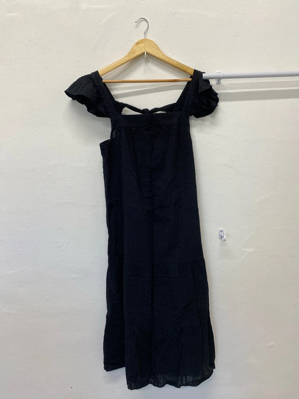 Fab F&F summer seersucker black dress Uk10 MB001