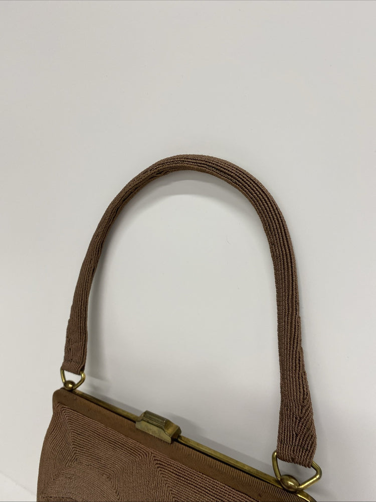 vintage Genuine corde handbag Rare Brown Evening Bag Gold Hardwear JW002