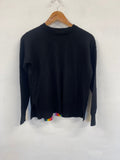 Fabulous Madeleine Thompson Merino Wool rainbow split back Sweater UKS Black SA514