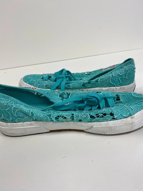 Fabulous SuperGa teal lace delicate pumps UK6 classics JR001