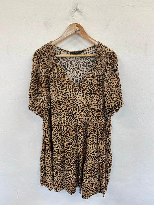 F&F Fabulous Leopard Print Smock Dress UK 18 MD002