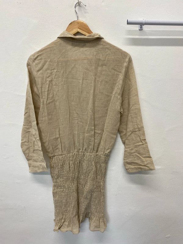 Fabulous hessian cotton linen boho dress UkM JB001