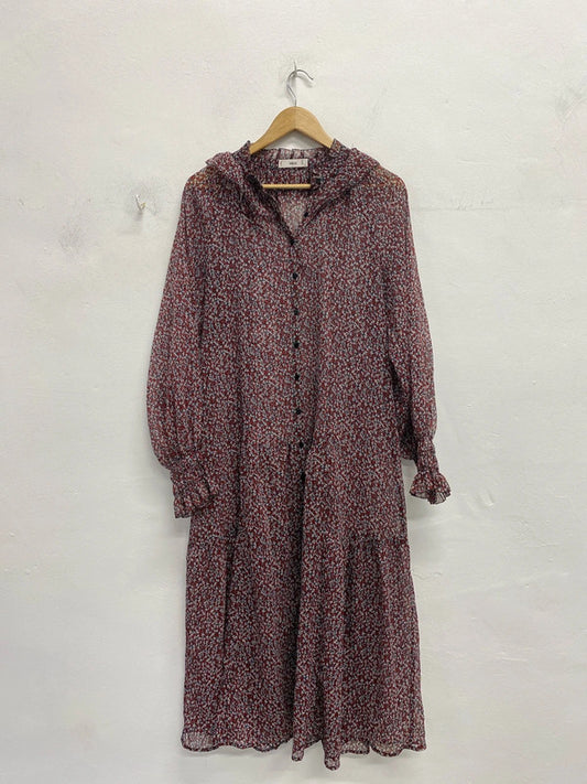 Fabulous Mango ditsy sheer oversmock boho dress Uk L EC003