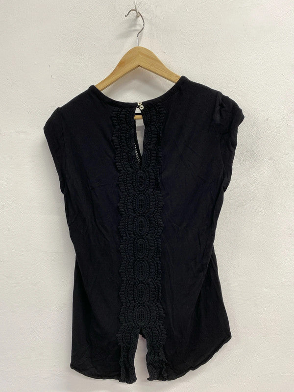 Fabulous Daniel Rainn Black loose broderie black top UkM KS003