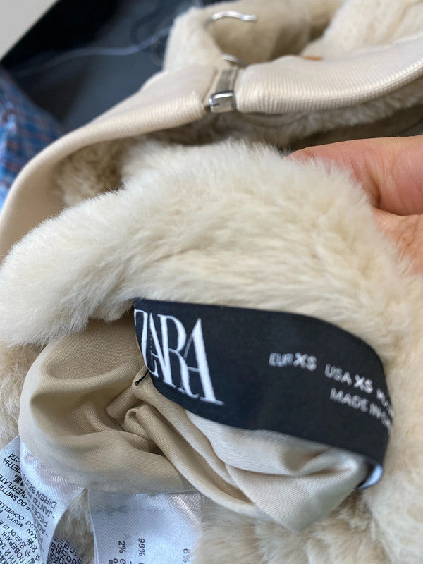 Fabulous Reversible faux fur cream Zara bomber UkXS SD002