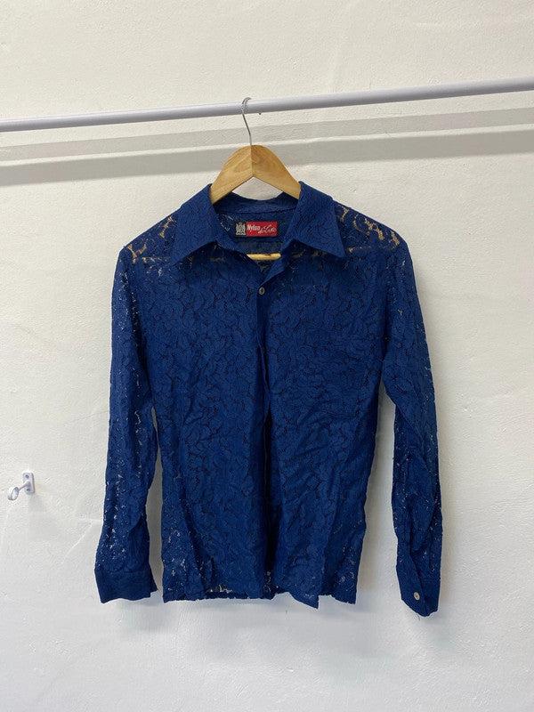 Vintage Nylon de Luxe lace blouse 1970’s vibes Uk12 EC003