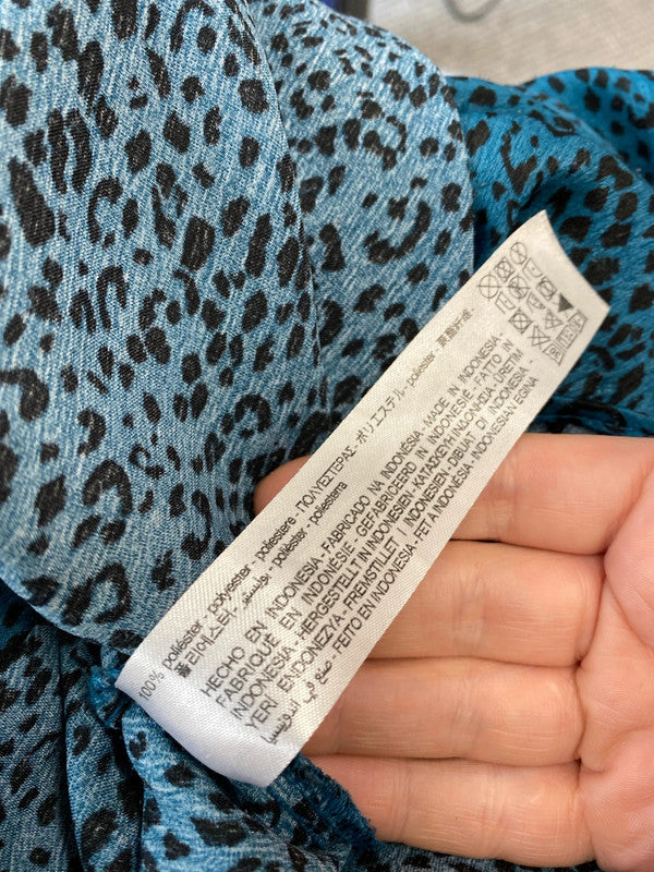 Fabulous dark Teal animal print blouse UkM LL003