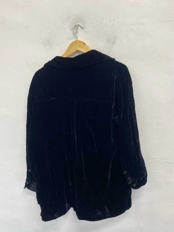 Lovely Zara black velvet look shirt shacket uk m-l AO001