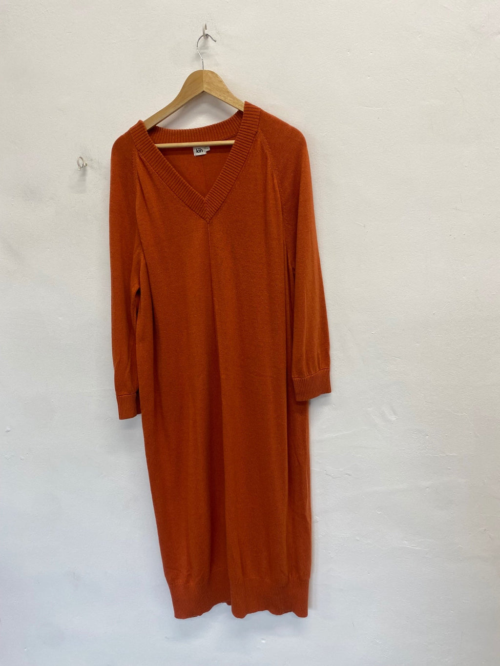 Stunning Kiin Knitted Dress UK 12 Orange wool blend DM561