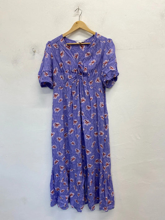 Fabulous M&S violet Midaxi dress puff sleeve Uk 16 classic GW001