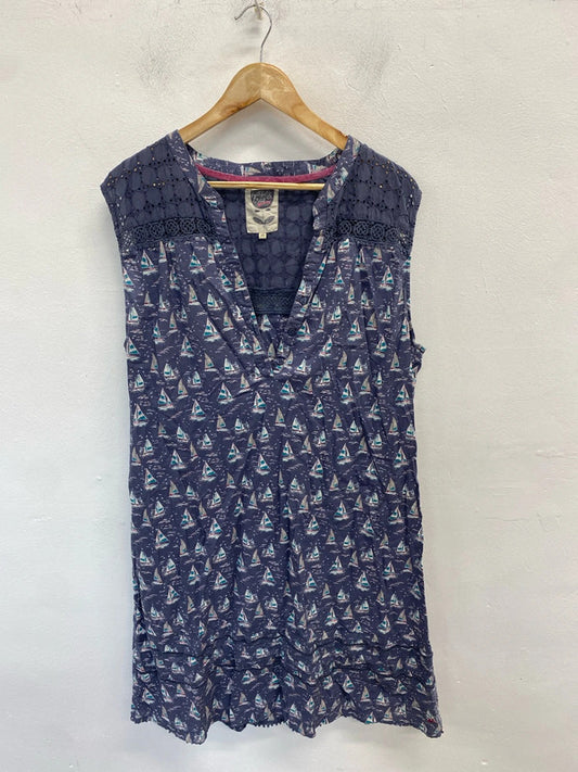 Gorgeous sailor printed Debenhams Broderie midi dress UK 20 RG021