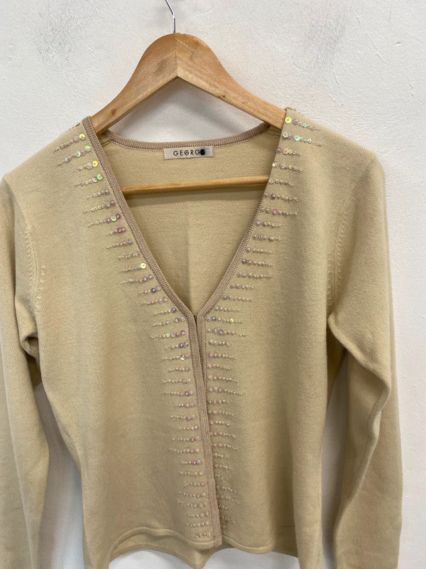 Lovely George beige sparkle hem cardigan with matching top  UK 10 MM005