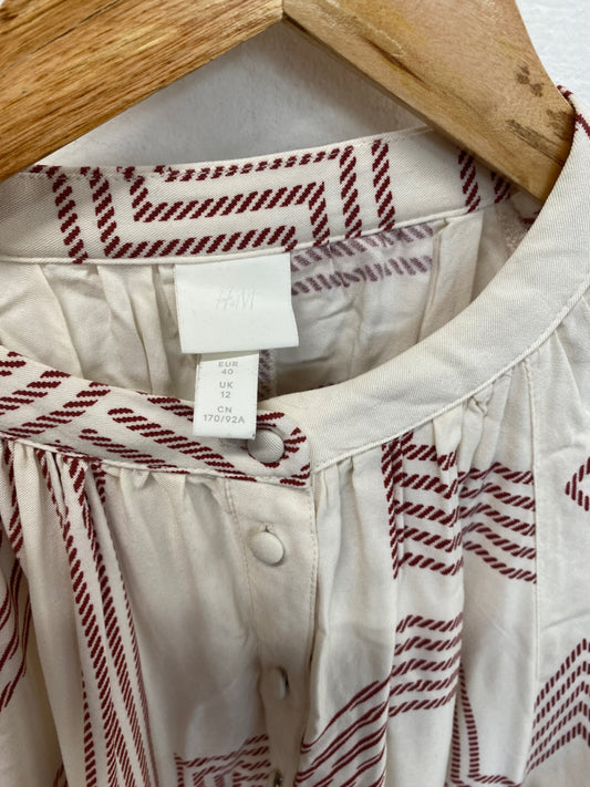 Fabulous H&M tunic Dress 12 Ivory with geometric Red Pattern DM002