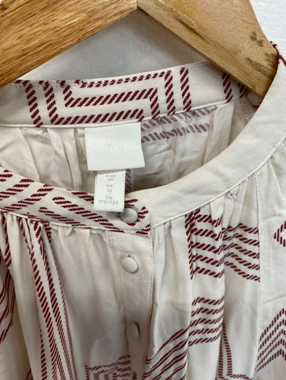 Fabulous H&M tunic Dress 12 Ivory with geometric Red Pattern DM002