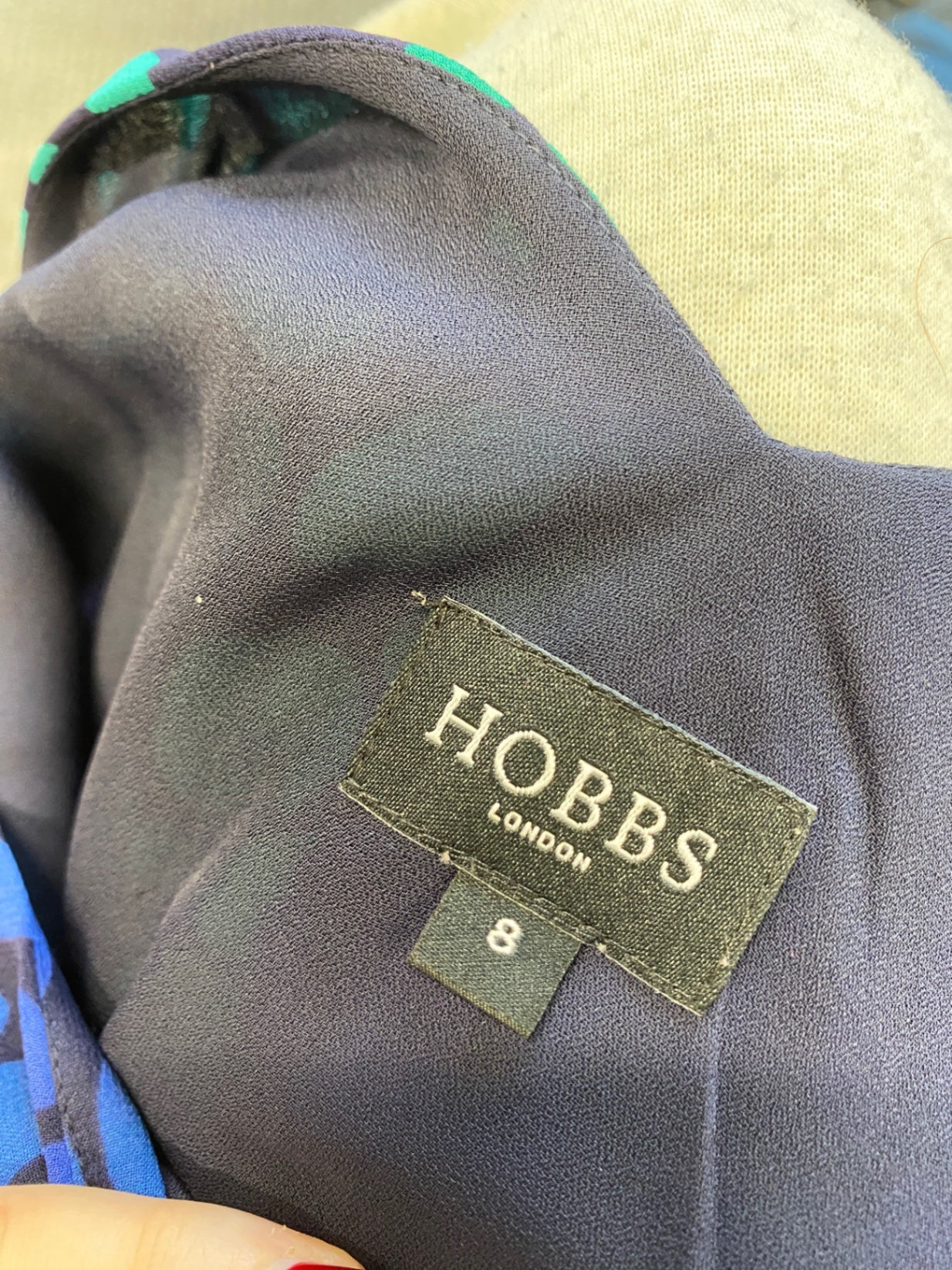 Fabulous Hobbs Dress UK 8 Purple and Blue spotted midi WLH01