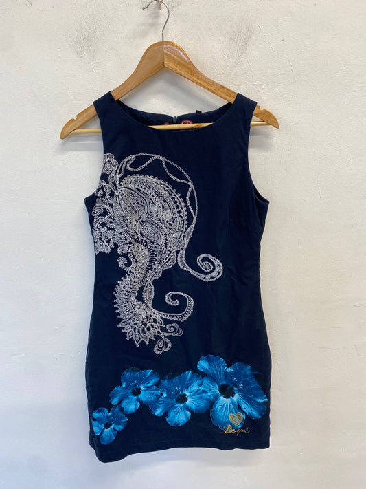 Fabulous Desigual Dress UK 10 Navy Blue designer WLH01