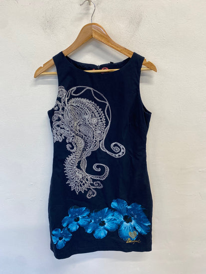 Fabulous Desigual Dress UK 10 Navy Blue designer WLH01