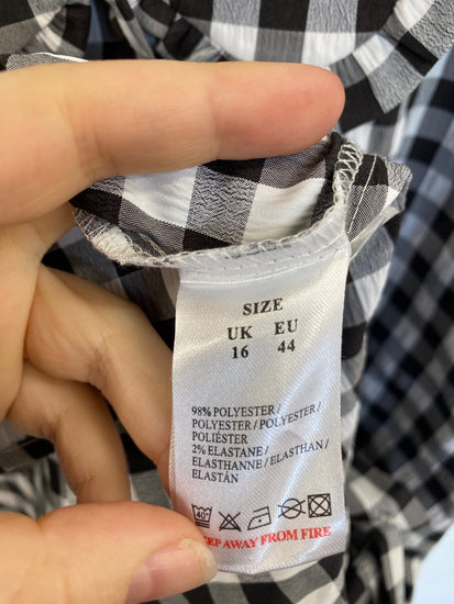 Fabulous QED London Dress UK 16 Black and White Checkered LB001
