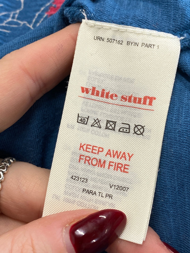 Fabulous White stuff Dress UK 10 Blue floral outline WLH01